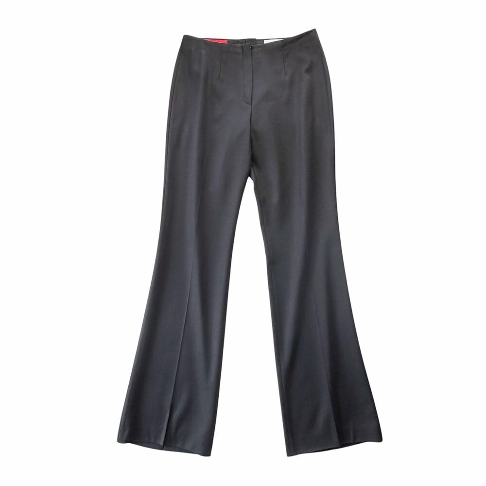 Escada Black Wool Center Pleat Wide Leg Basic Professional Workwear Pant Slacks